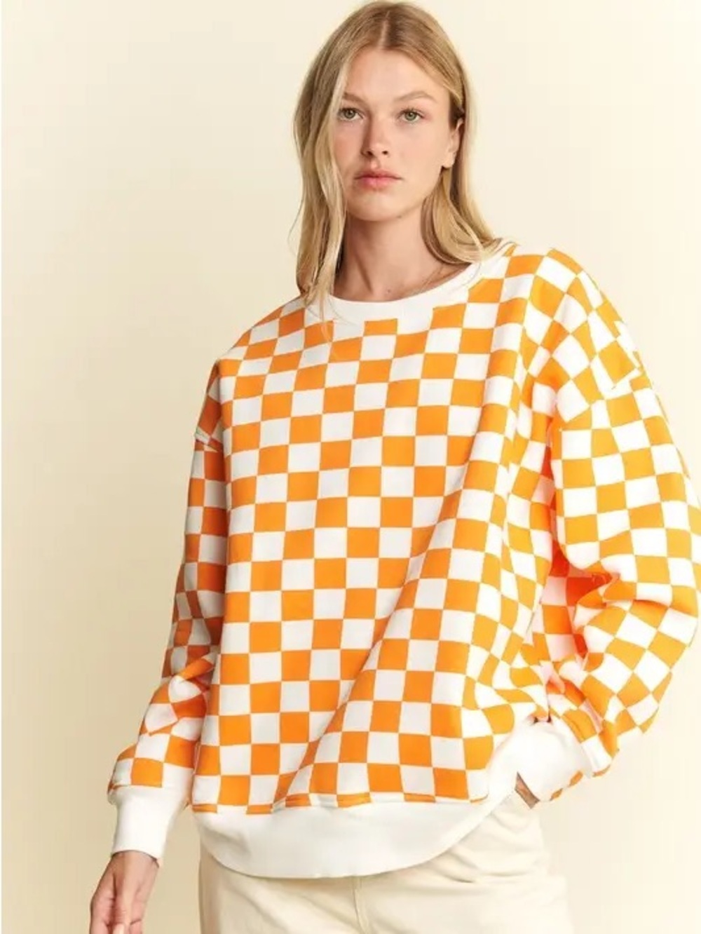 Jade‎ by Jane Checkered Oversized Sweatshirt